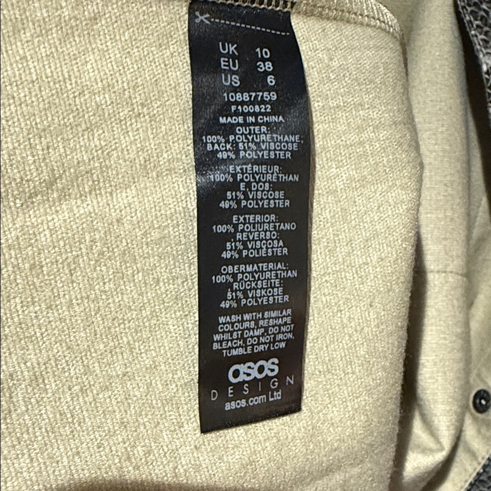 ASOS Design Pleather Snakeskin Button Up Oversized Shacket - Picture 13 of 16